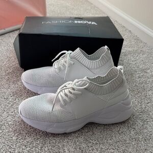 Fashion Nova Women's Knit White Sneakers